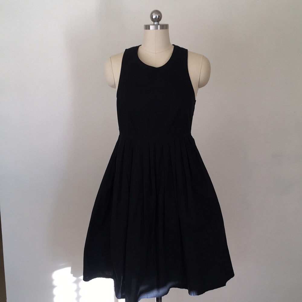 Black Cotton Gap Dress with Pleated Skirt , 2P